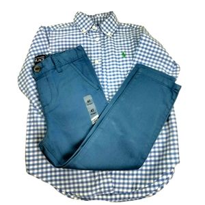 Toddler Boys 4 Ralph Lauren Plaid shirt w/ 4t children place blue khaki pants